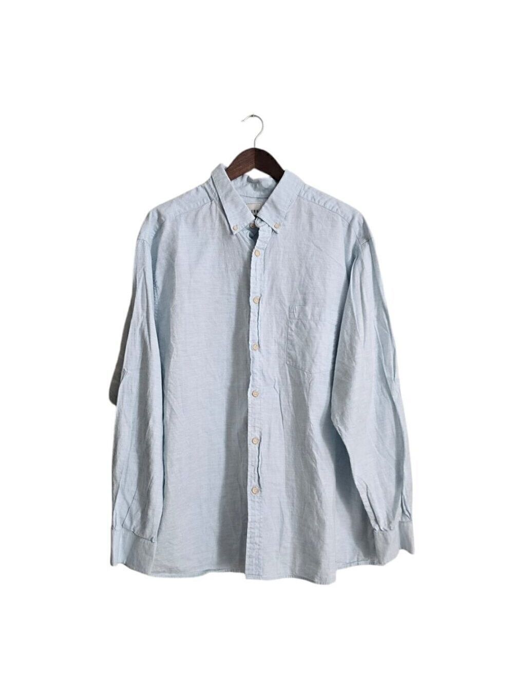 ROWM Blue Chambray Cotton Long Sleeve Casual Button Down Sz 2XB